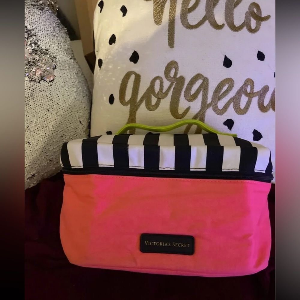 VS pink colorblock intimates cosmetic train case